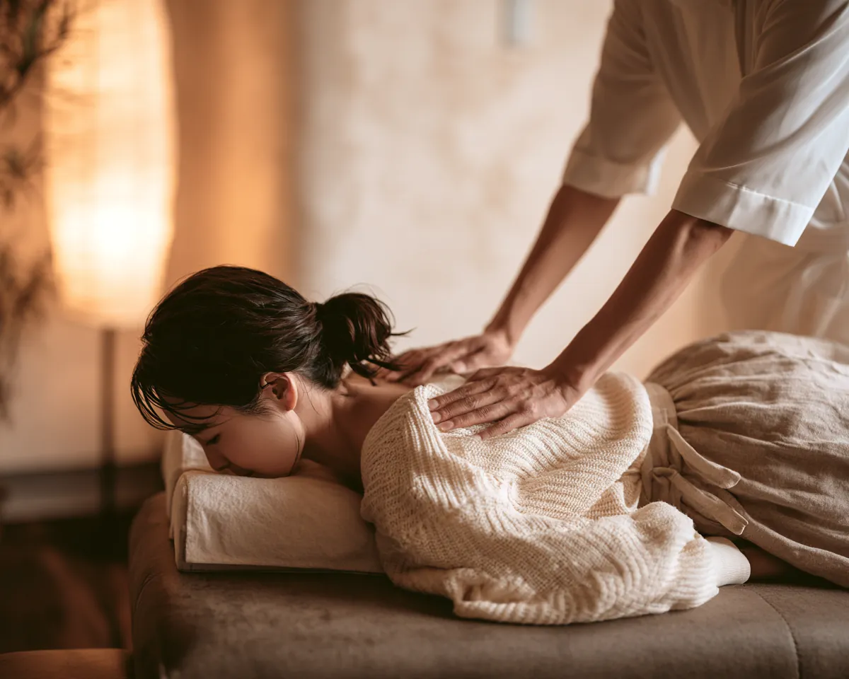 背中の施術を受ける女性のイメージ